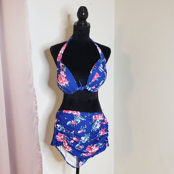 Other - Vintage Blue High Waisted Plus Size Bikini